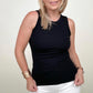 Solid Round Neck Ribbed Tank Top