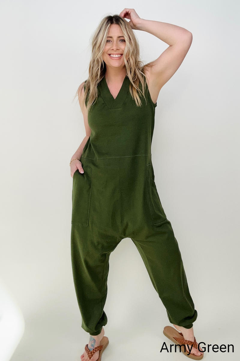 Solid Sleeveless Harem Jumpsuit - Multiple Colors