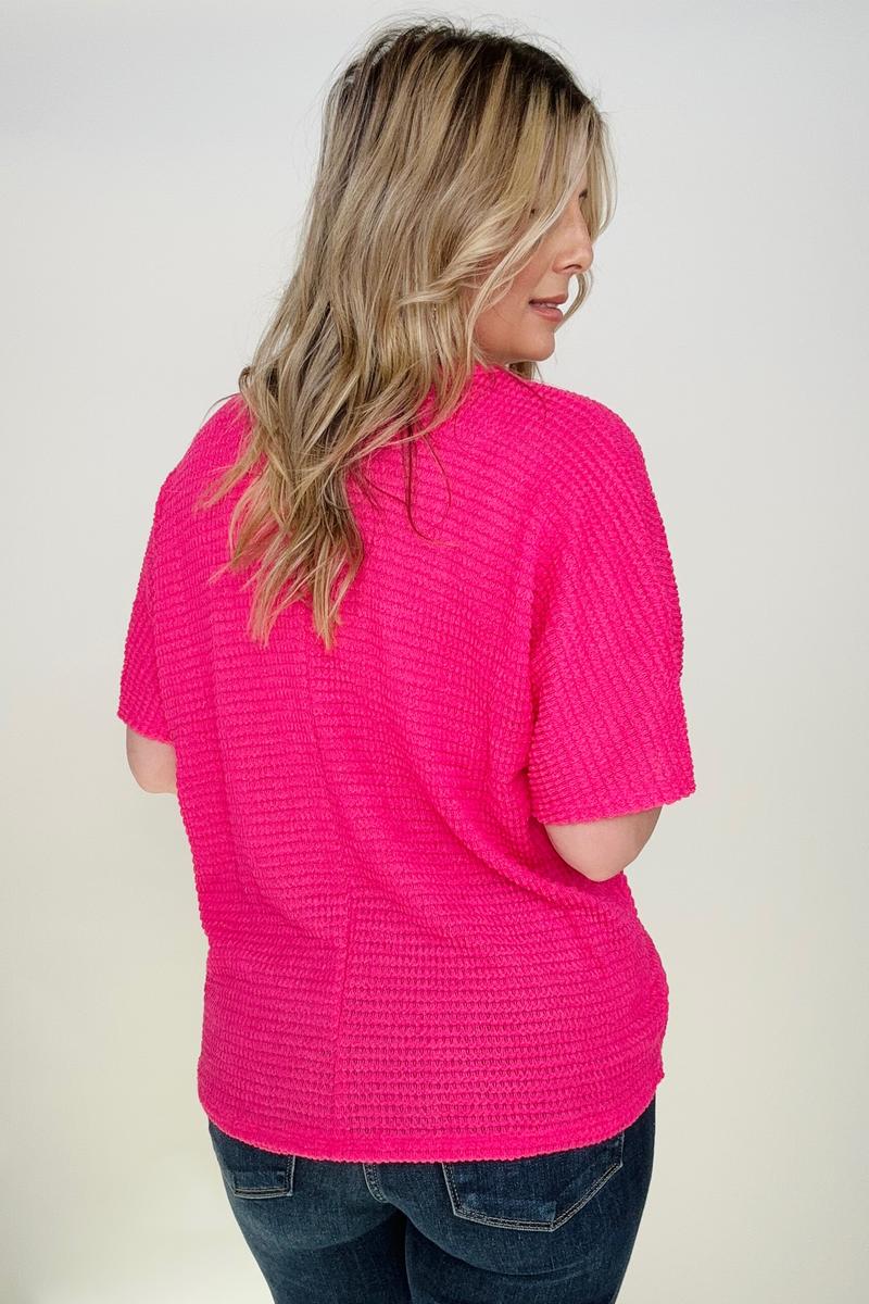 Jacquard Short Sleeve Knit Top
