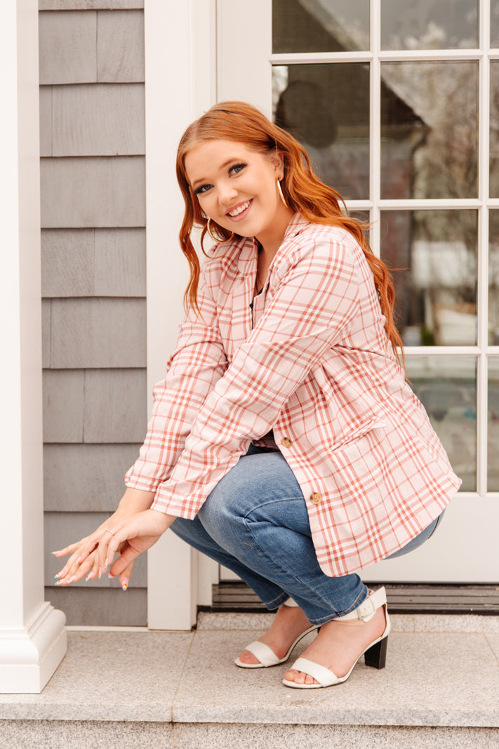 Dressed in Plaid Blazer In Pink