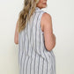 Linen Blend Striped Sleeveless Blazer Vest