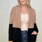 Latte Colorblock Cardigan With Patch Pockets