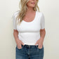 Total Brami Basic Ribbed Fitted Tee with Built In Bra