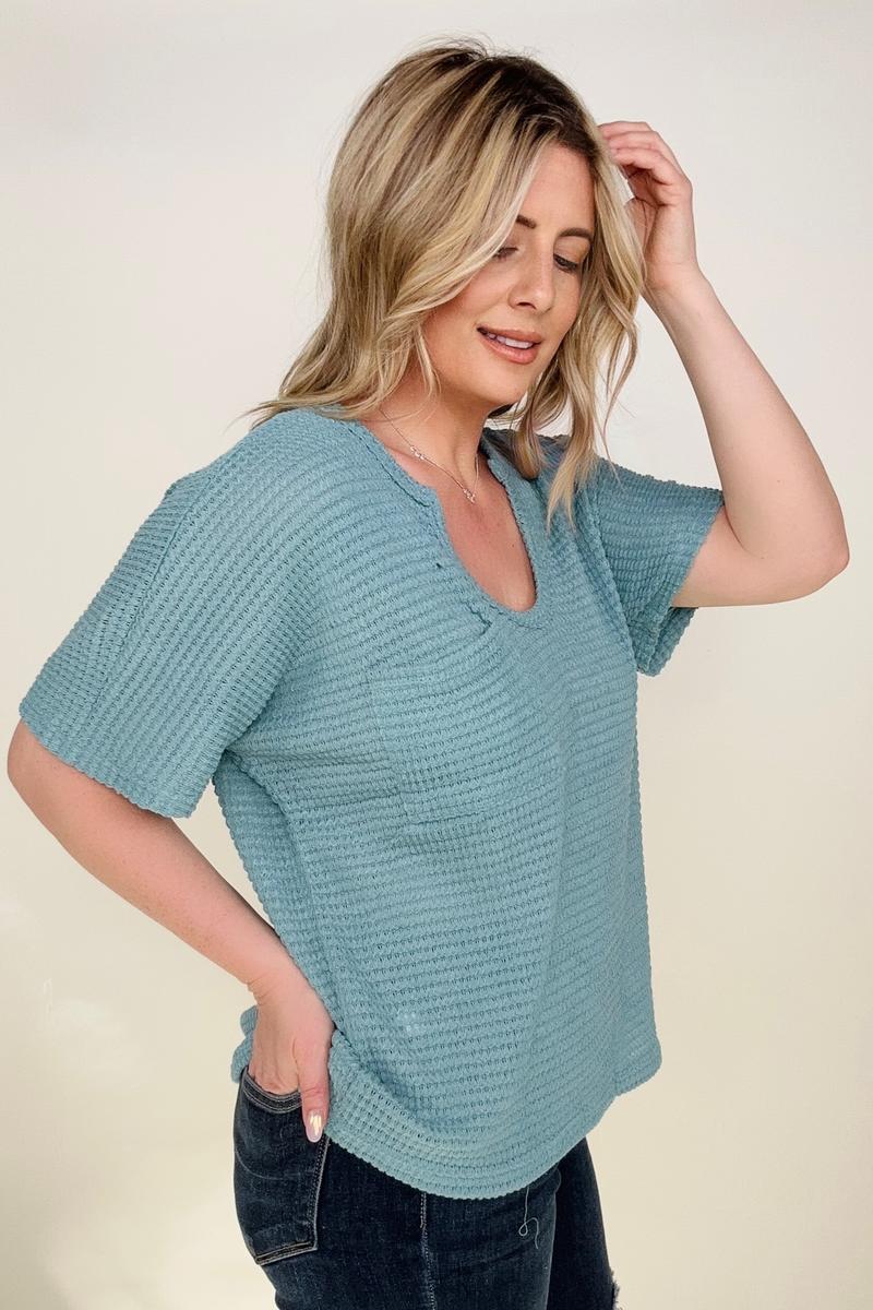 Jacquard Short Sleeve Knit Top