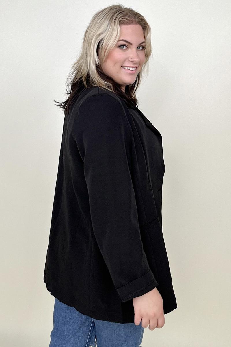Cotton Bleu Classic Oversized Jacket Blazer in Black and Camel