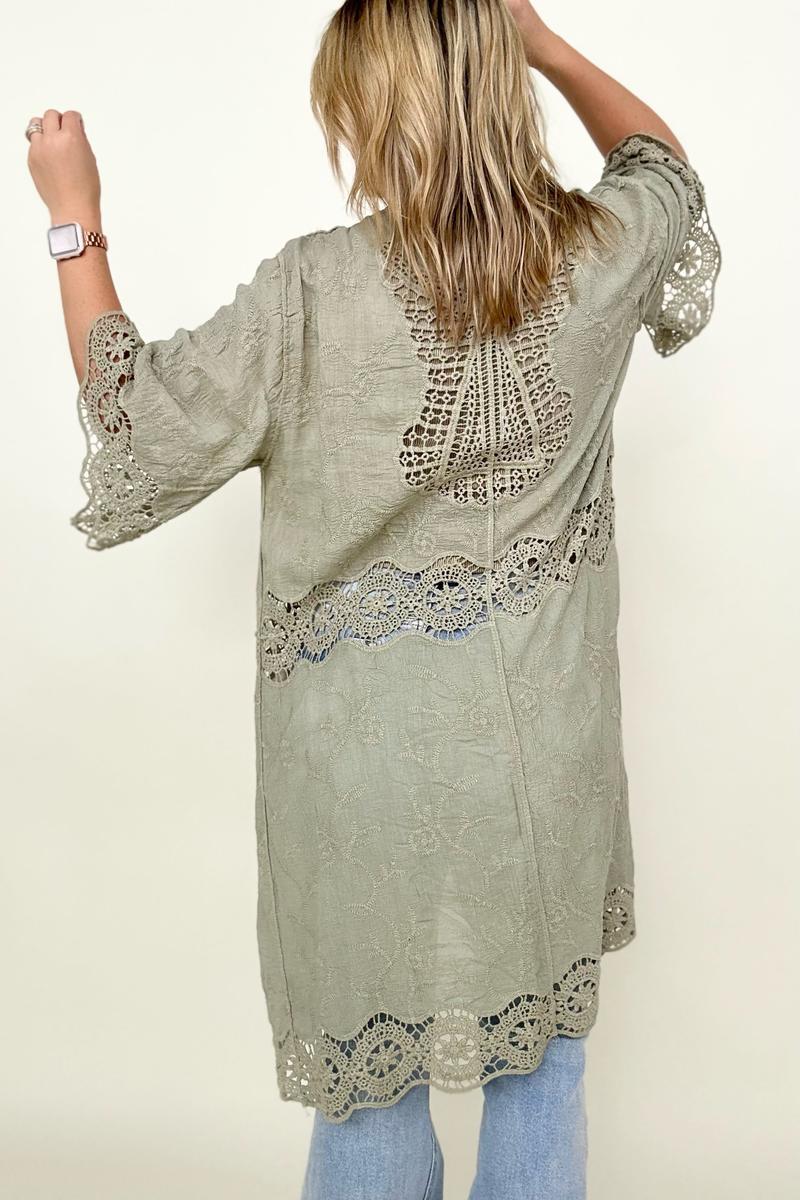Crochet Open Patch Longline Kimono