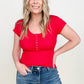 Baby Waffle Snap Button Cap Sleeve Top