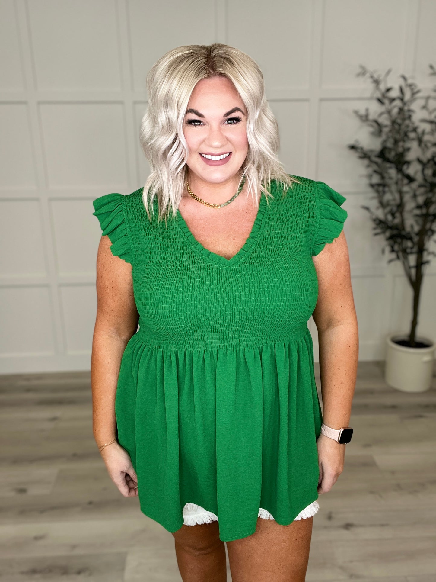 Talk About It Smocked V-Neck Top