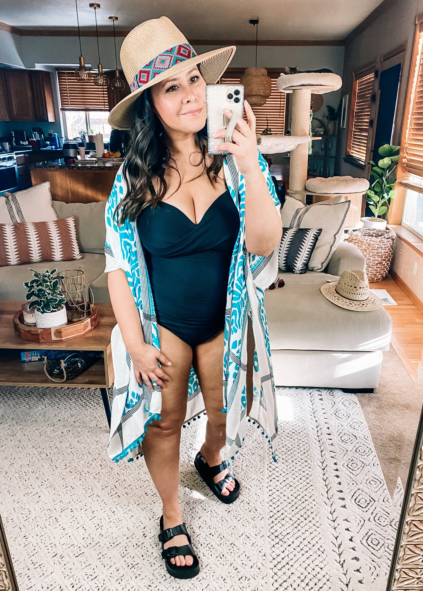 Side Trip Draped Kimono in Teal