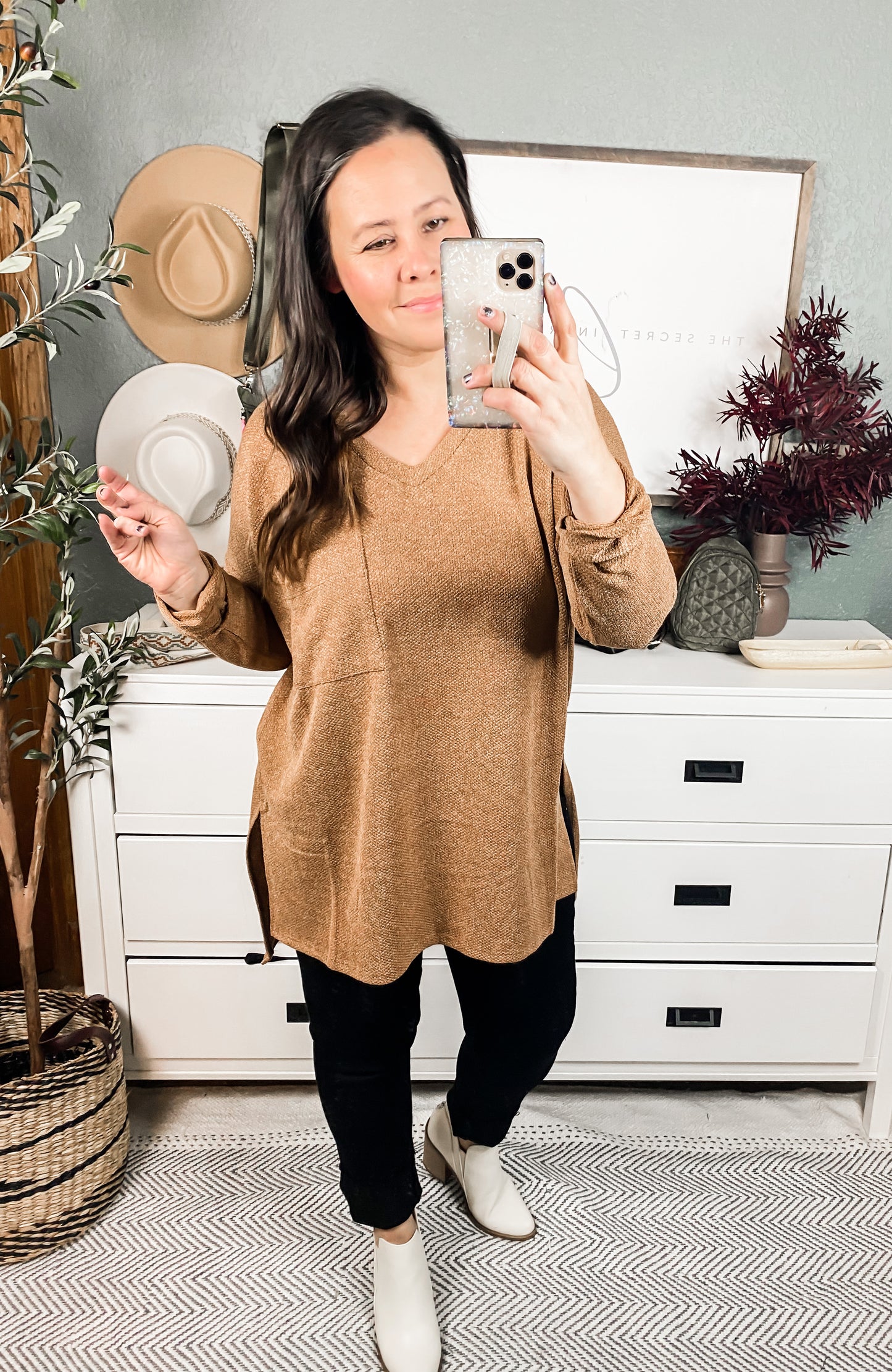 V-Neck High-Low Hem Top