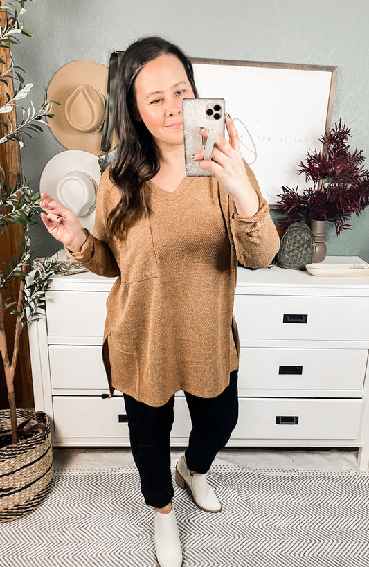 V-Neck High-Low Hem Top