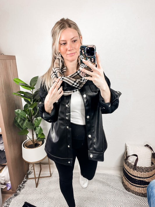 Plaid hidden pocket scarf