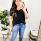 Sunday Mornings V-Neck Tee In Black