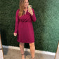 Only You Surplice Neck Sparkle Knit Dress In Magenta