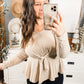 Long Sleeve Solid Front Tie Knit Top