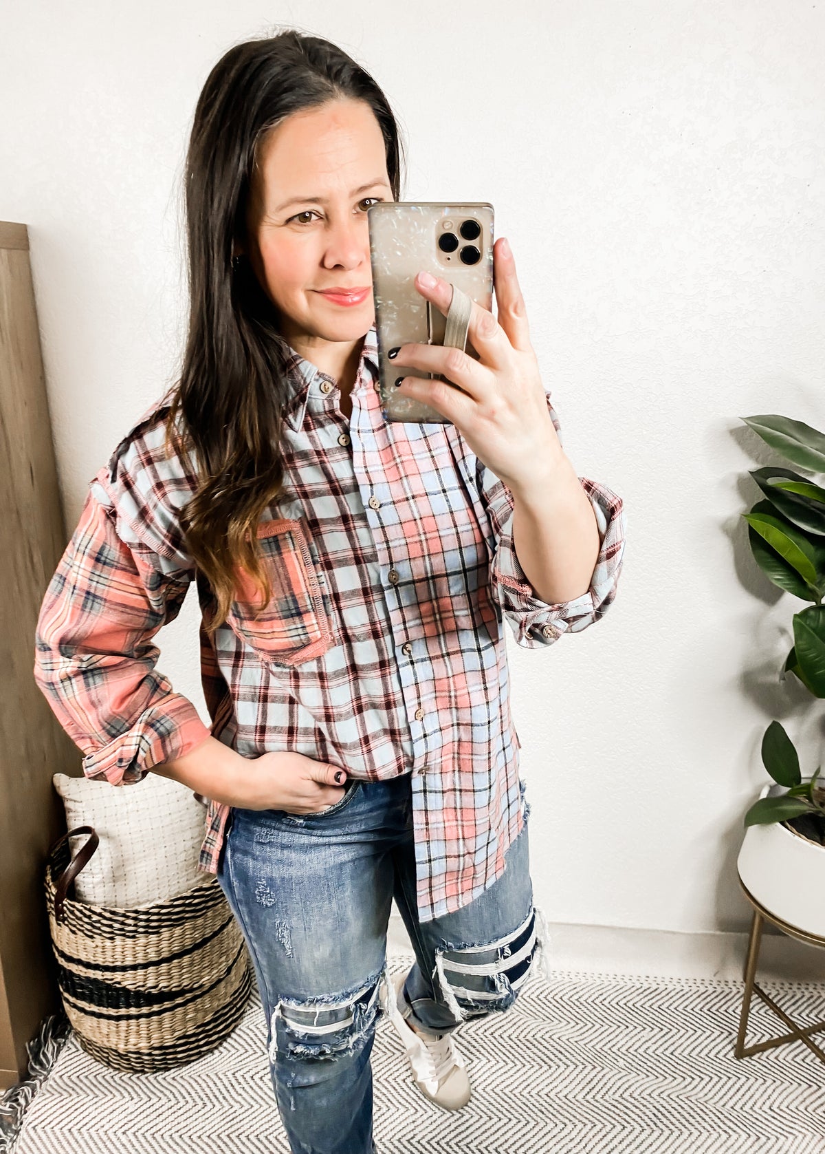 Mixed Plaid Shirt