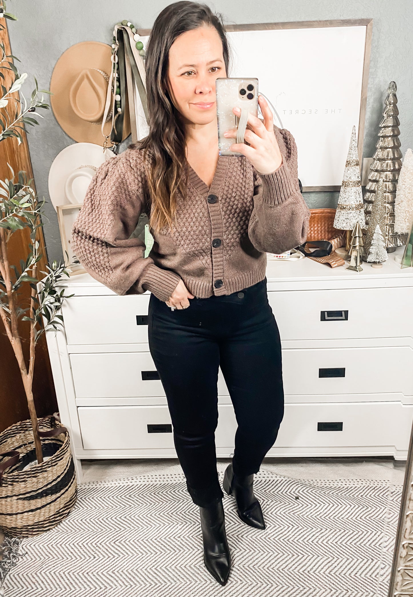 Long Sleeve Bubble Sweater Knit Cardigan