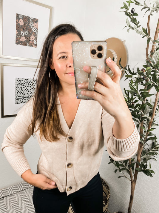 Crop It Like It's Hot Button Front Sweater