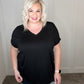 Sunday Mornings V-Neck Tee In Black