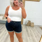 Stone Wash Open Seam Cuff Shorts