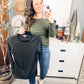 Boat Neck Long Sleeve Solid Ribbed Knit Top