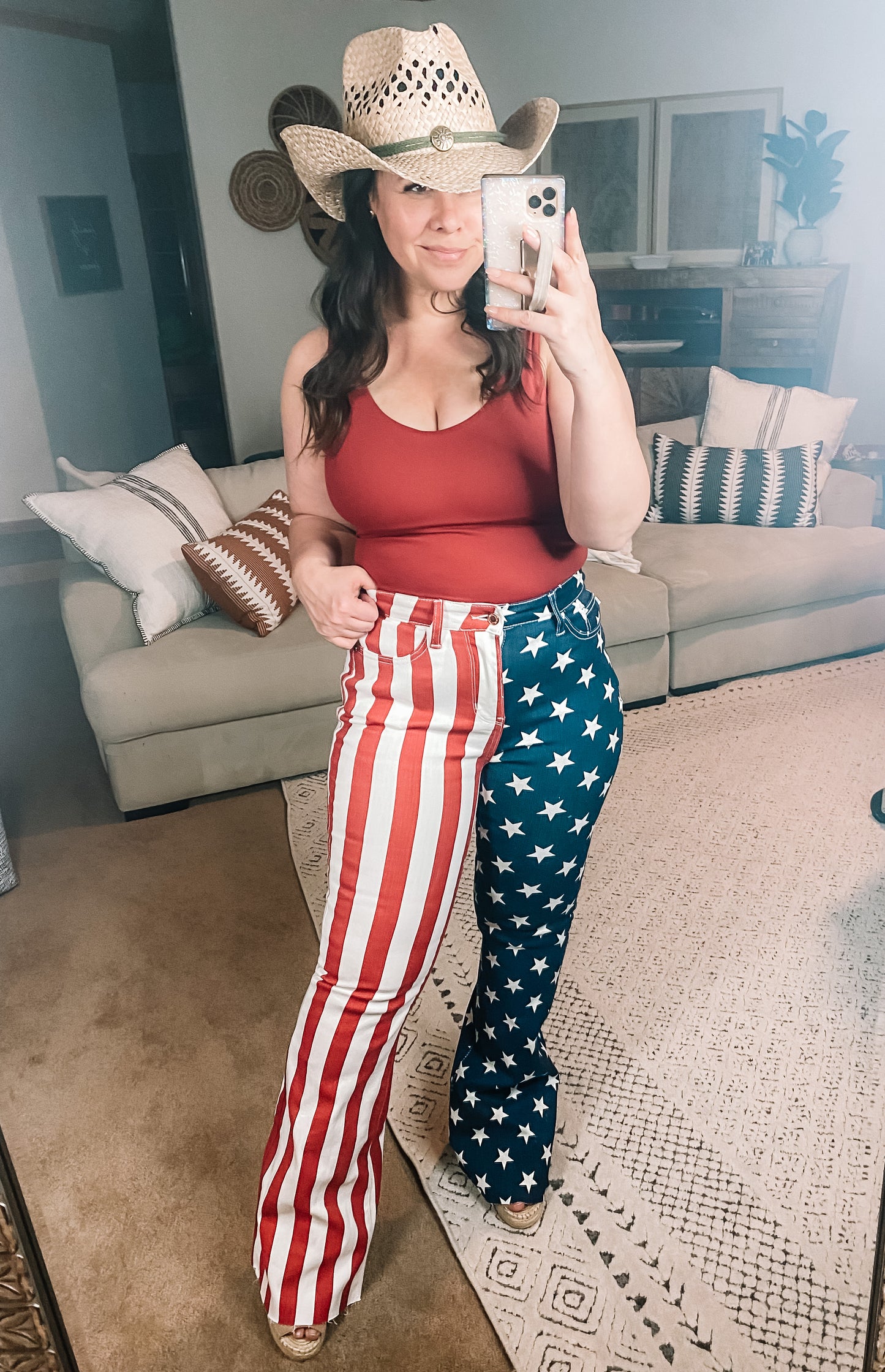Judy Blue High Waist American Flag Print Flare Jeans