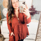 Peplum Raw Edge Shirt with Pockets