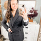 Chic Upon Arrival Button Down Blazer Jacket In Black