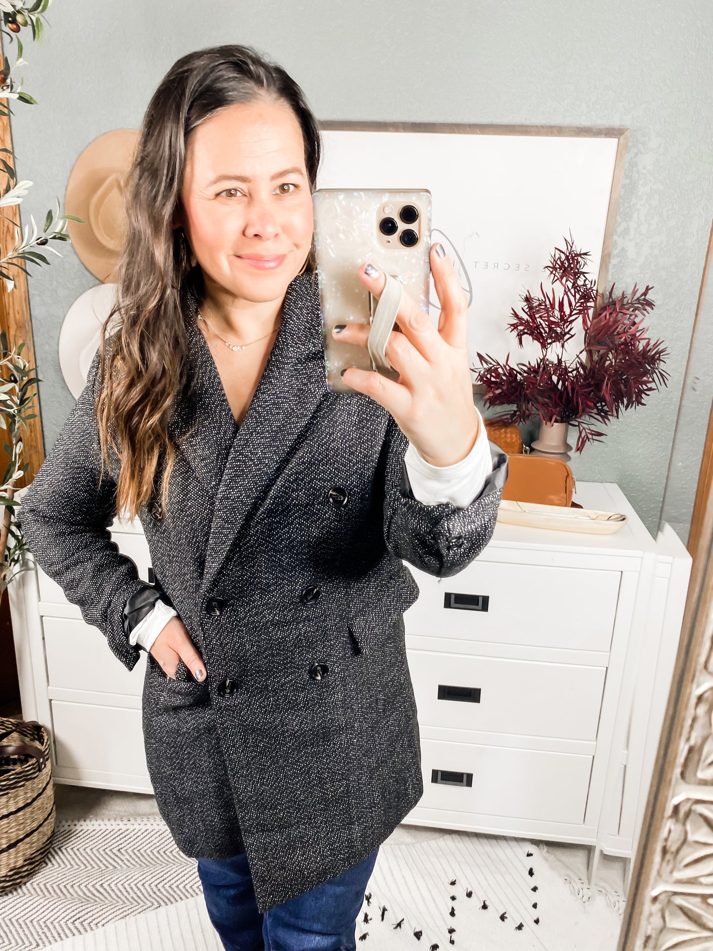 Chic Upon Arrival Button Down Blazer Jacket In Black