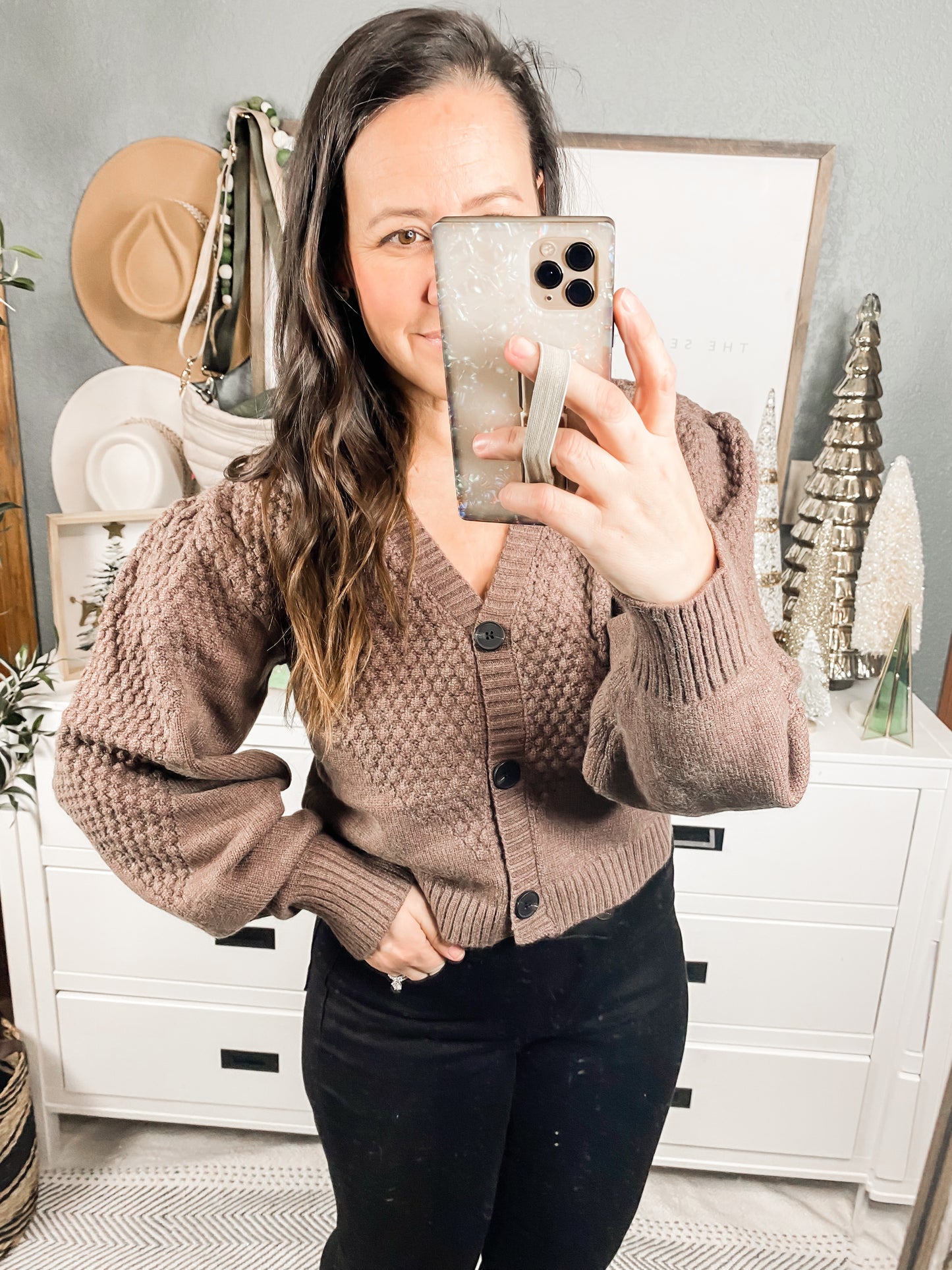 Long Sleeve Bubble Sweater Knit Cardigan