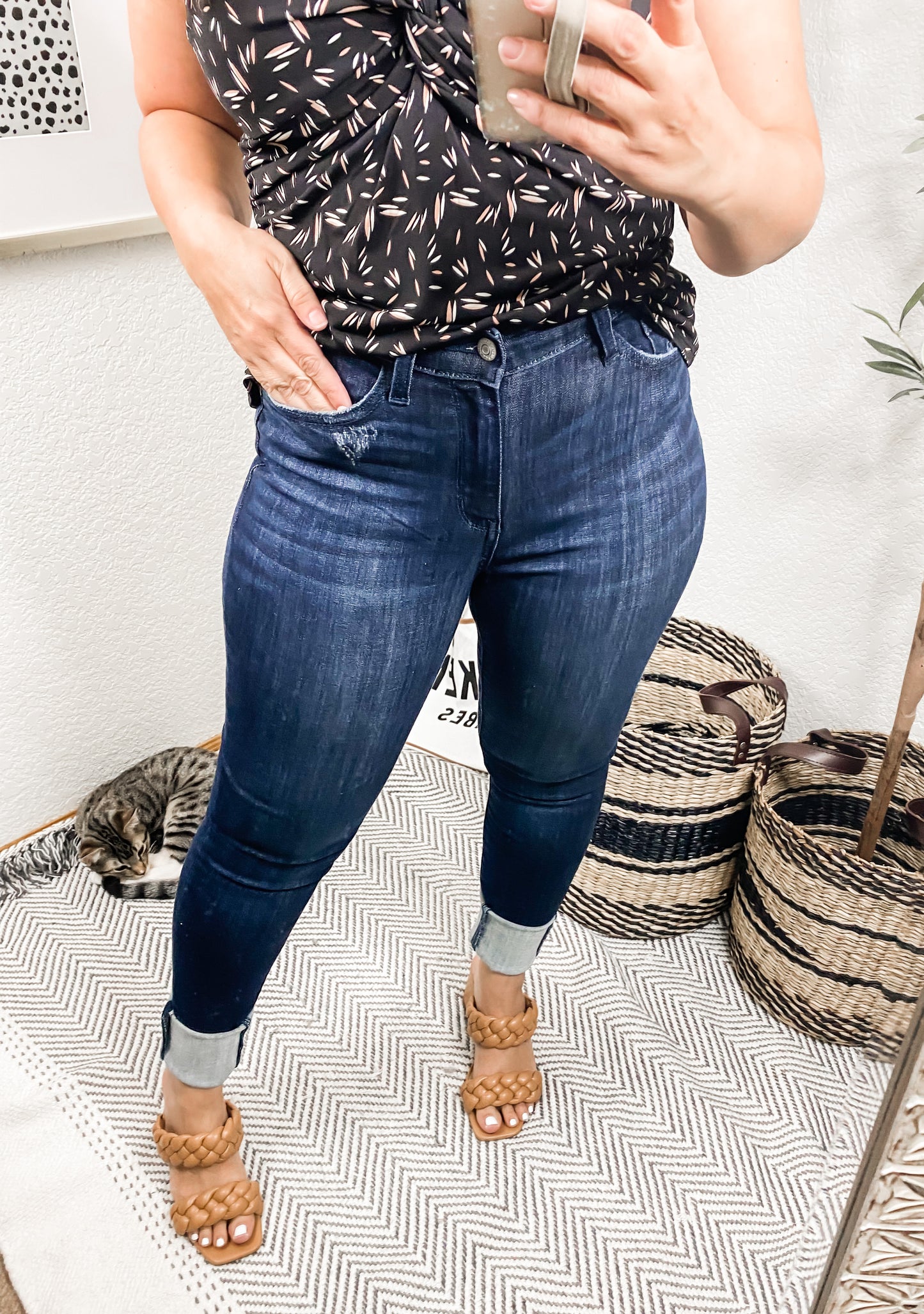 Judy Blue Maeve Mid-Rise Dark Wash Cuffed Skinny