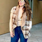 Snug And Stylish Plaid Fur Lined Wide Collar Vest