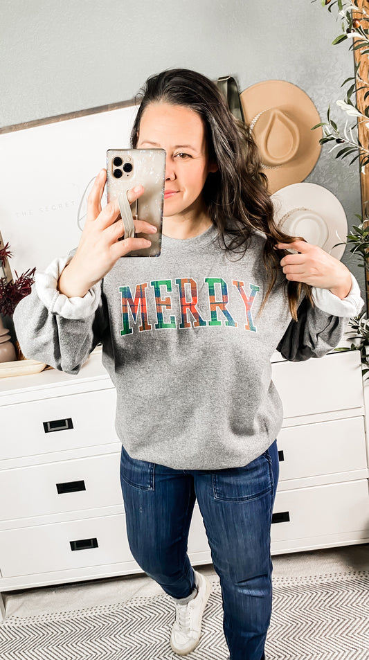 Merry As Can Be Sweatshirt In Gray