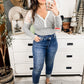 Long Sleeve Striped Bodysuit W/ Lace Trim