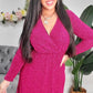 Only You Surplice Neck Sparkle Knit Dress In Magenta