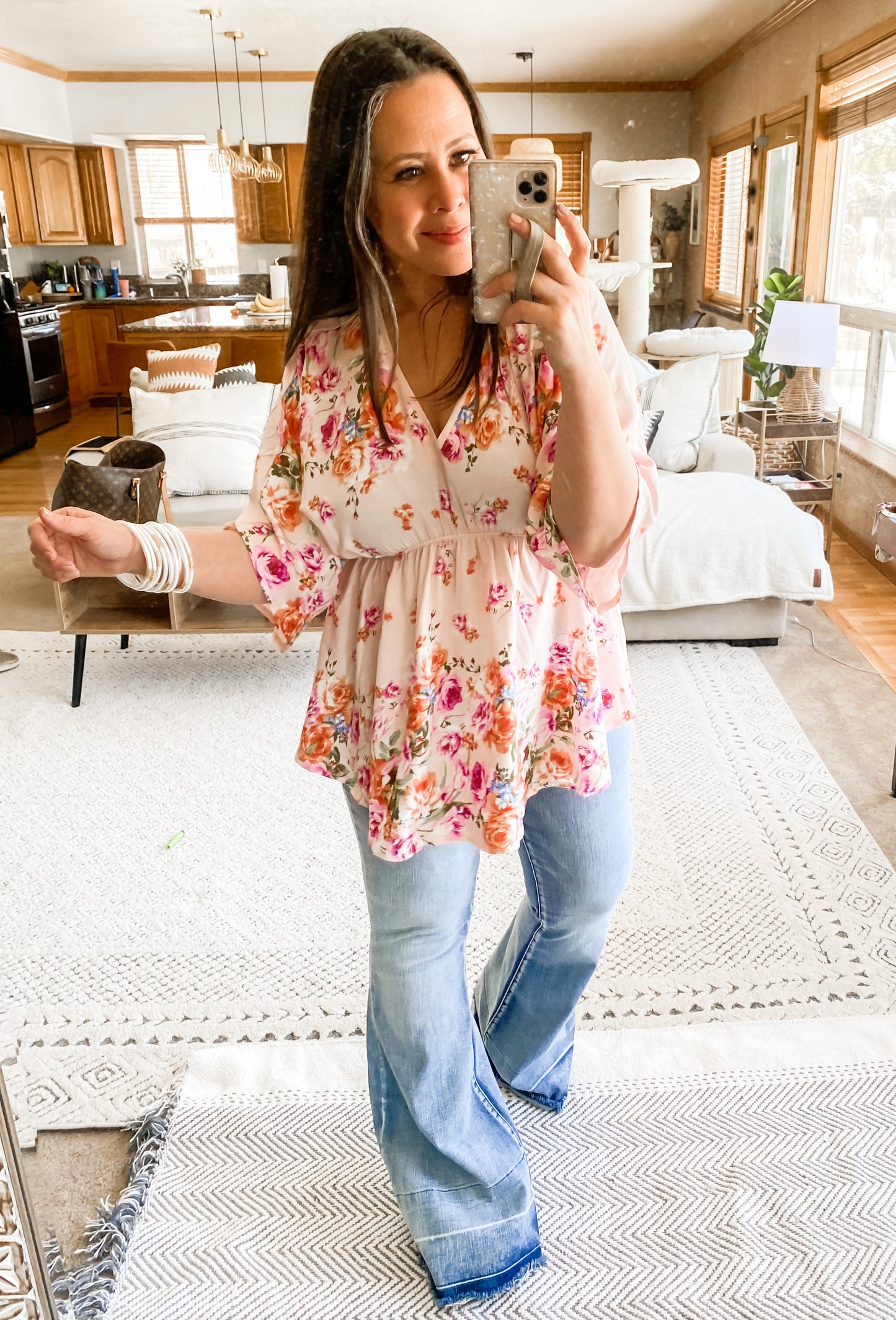 Bouquet a Day Floral Peplum Top