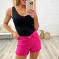 Judy Blue Pink Mid Rise Cut Off Shorts