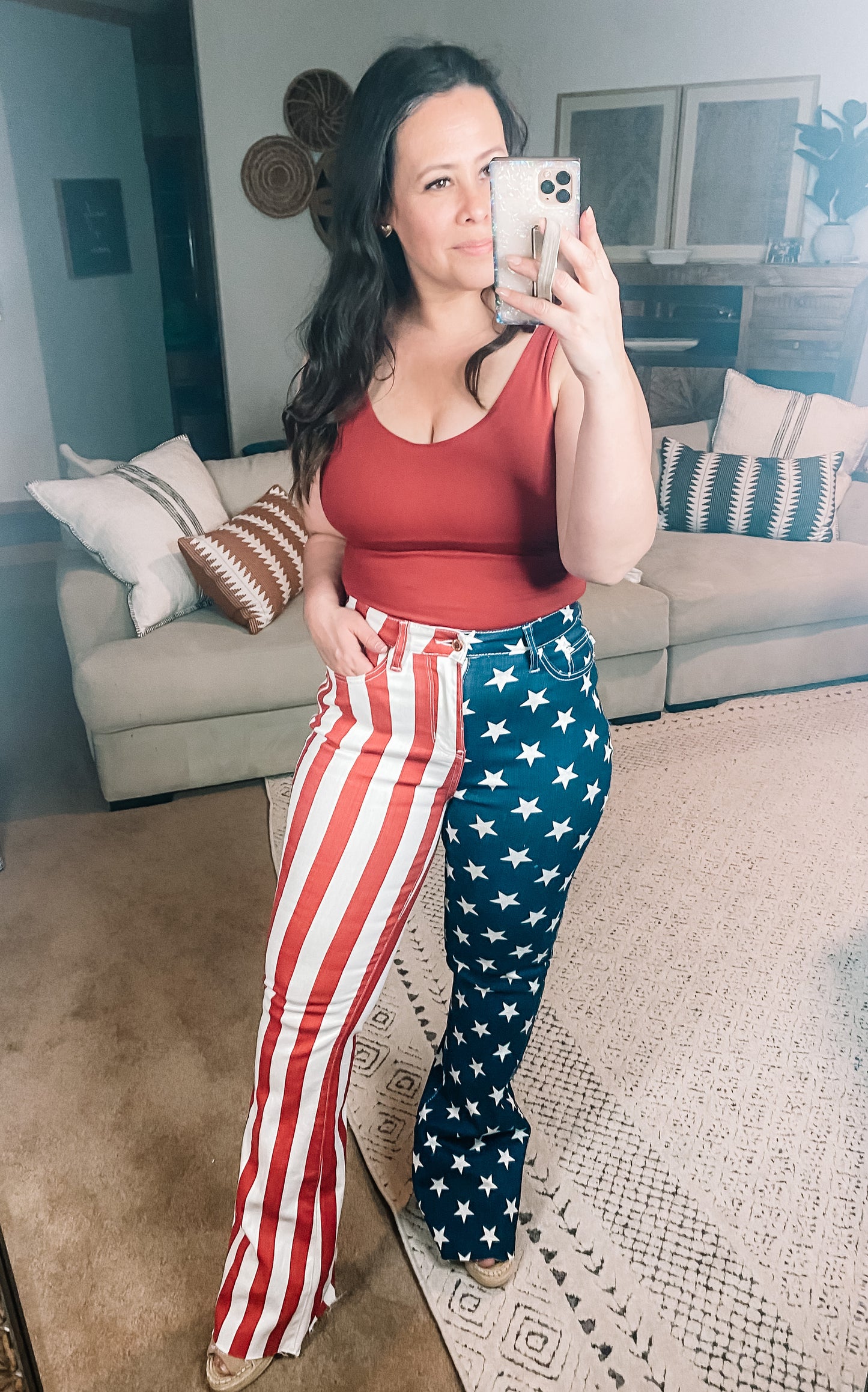 Judy Blue High Waist American Flag Print Flare Jeans
