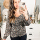 Ditsy Floral Square Neck Button Down Blouse