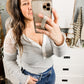 Long Sleeve Striped Bodysuit W/ Lace Trim