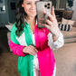 Capture the Day Two Toned Button Up Kelly