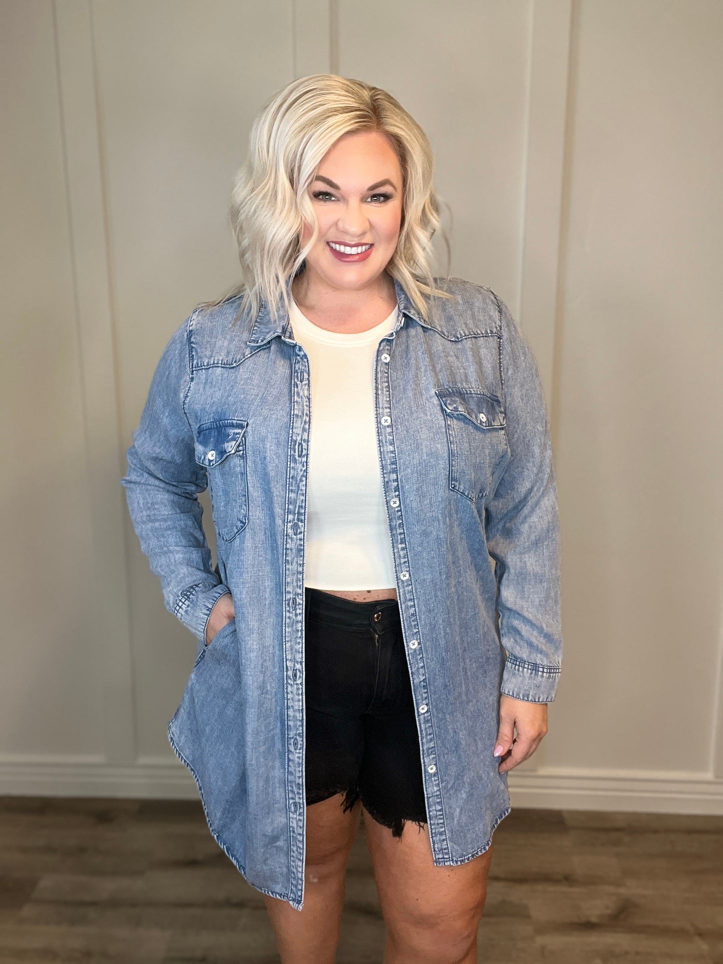 Westward Calling Chambray Button Up Shirt