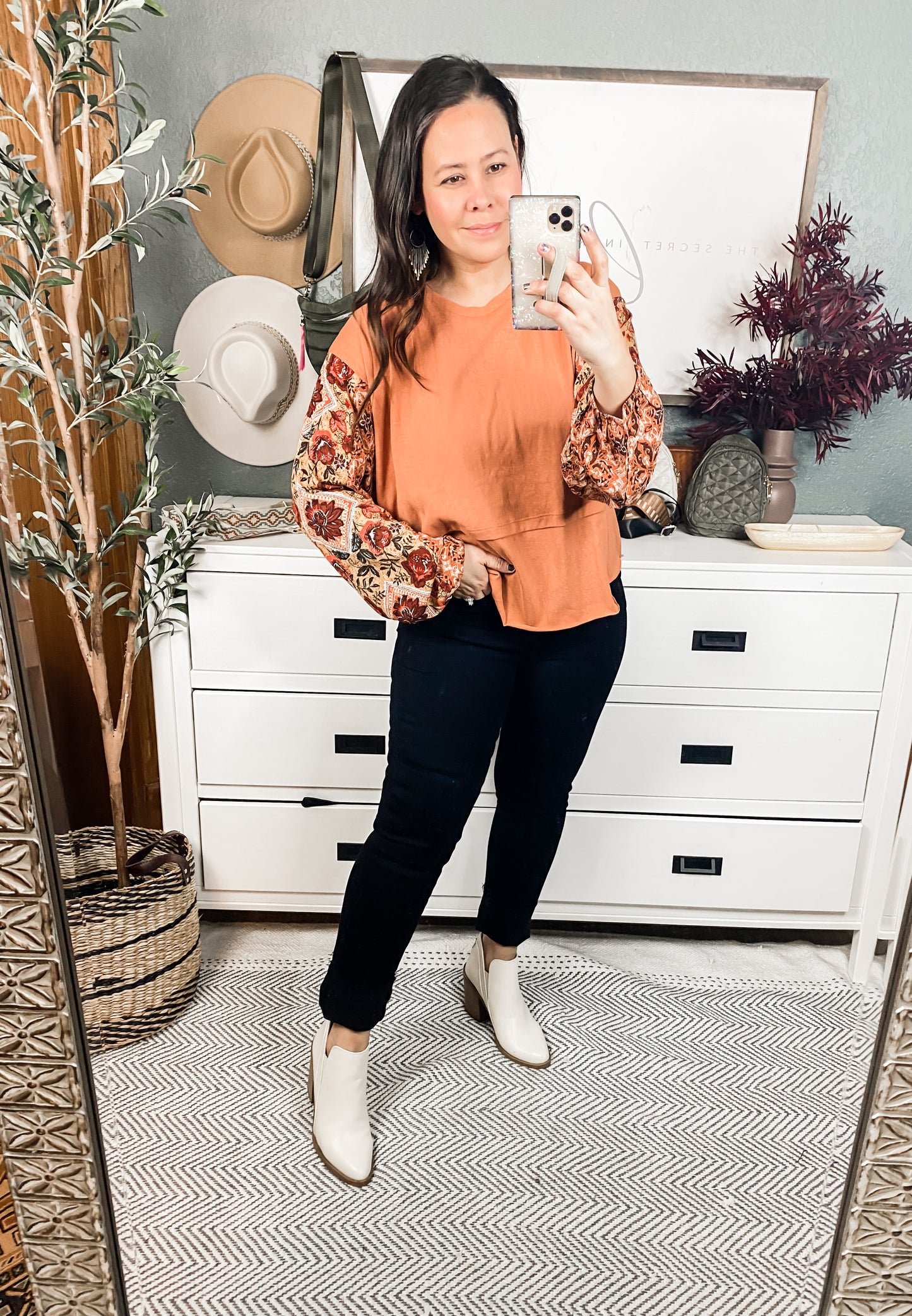 Bubble Sleeve Asymmetrical Hem Top