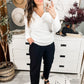 Sasha Fuzzy Twist Detail Sweater In Ivory