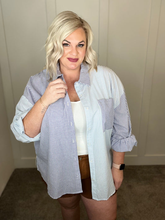 Yours or Mine Striped Button Down