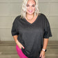 Boxy V Neck Boyfriend Tee In Charcoal