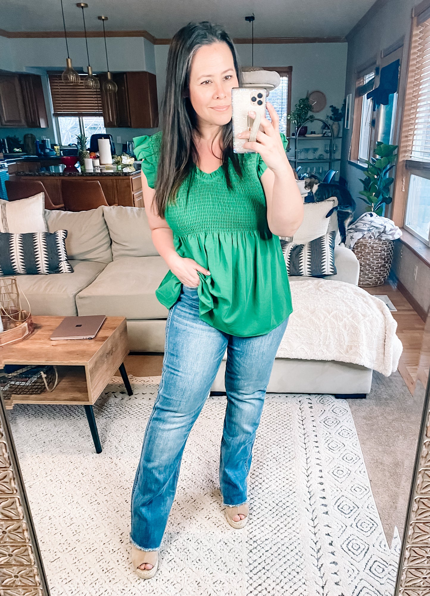 Talk About It Smocked V-Neck Top