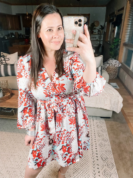 Lotus Blossom V-Neck Dress