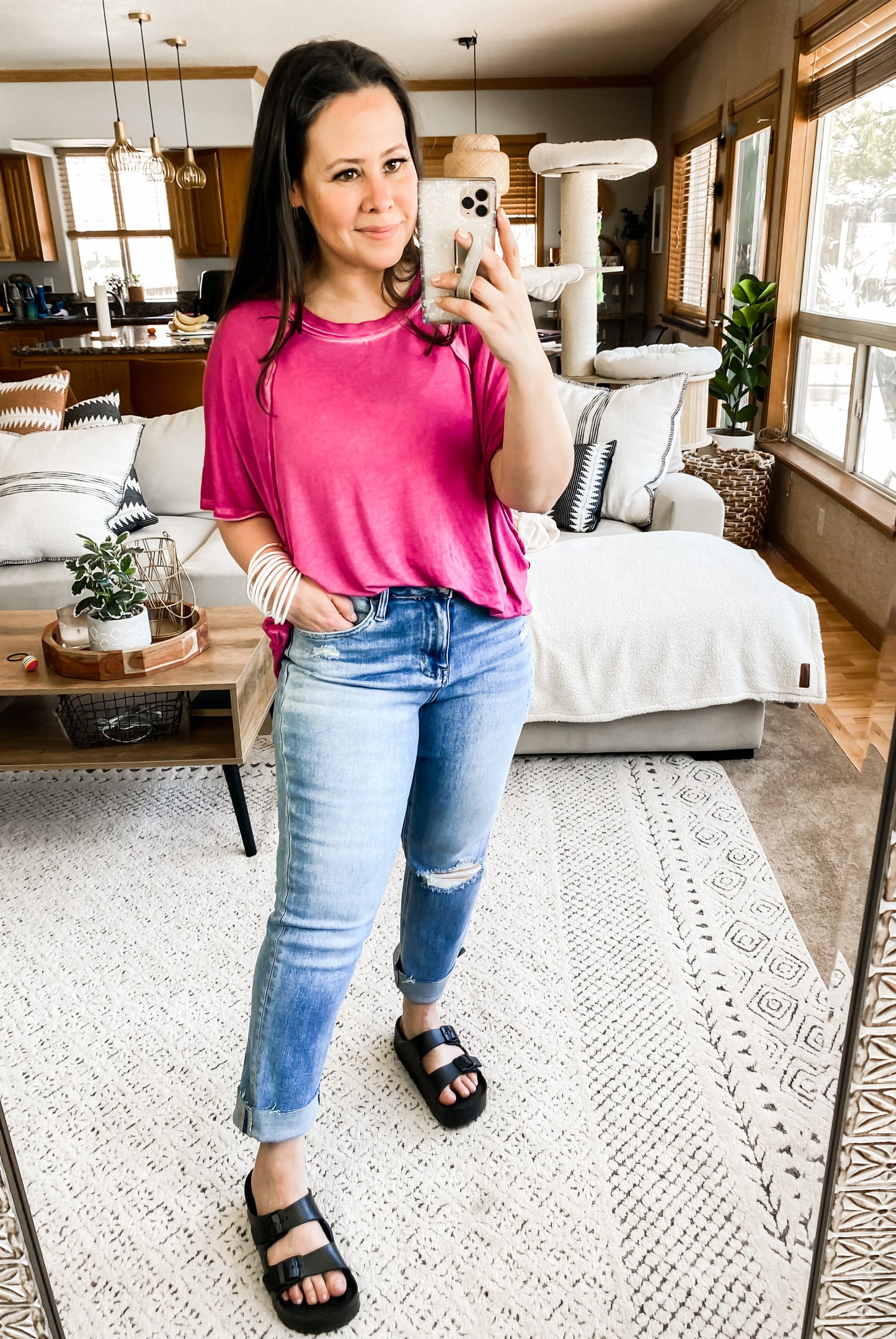 The Remix Oversized Mineral Washed T-Shirt in Magenta