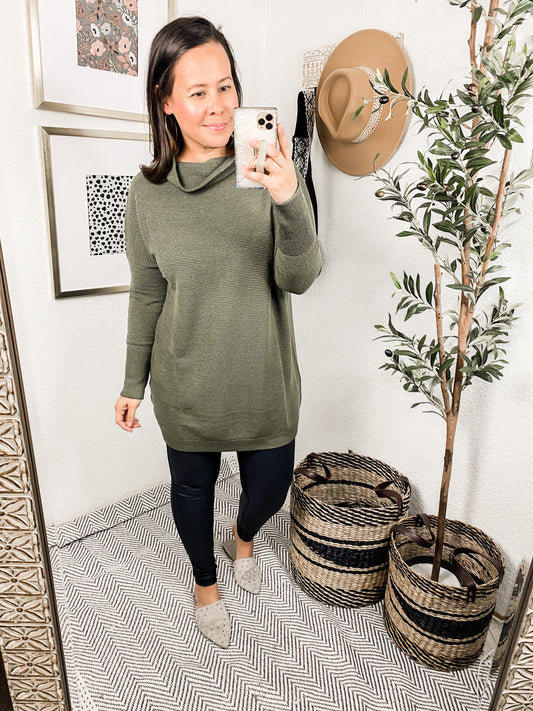 Slouchy Ribbed Tunic Sweater - Multiple Colors